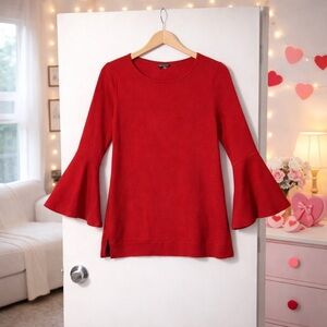 ❤️ Red Bell Sleeve Romantic Blouse Valentine’s Day Statement Sleeve Top Size M